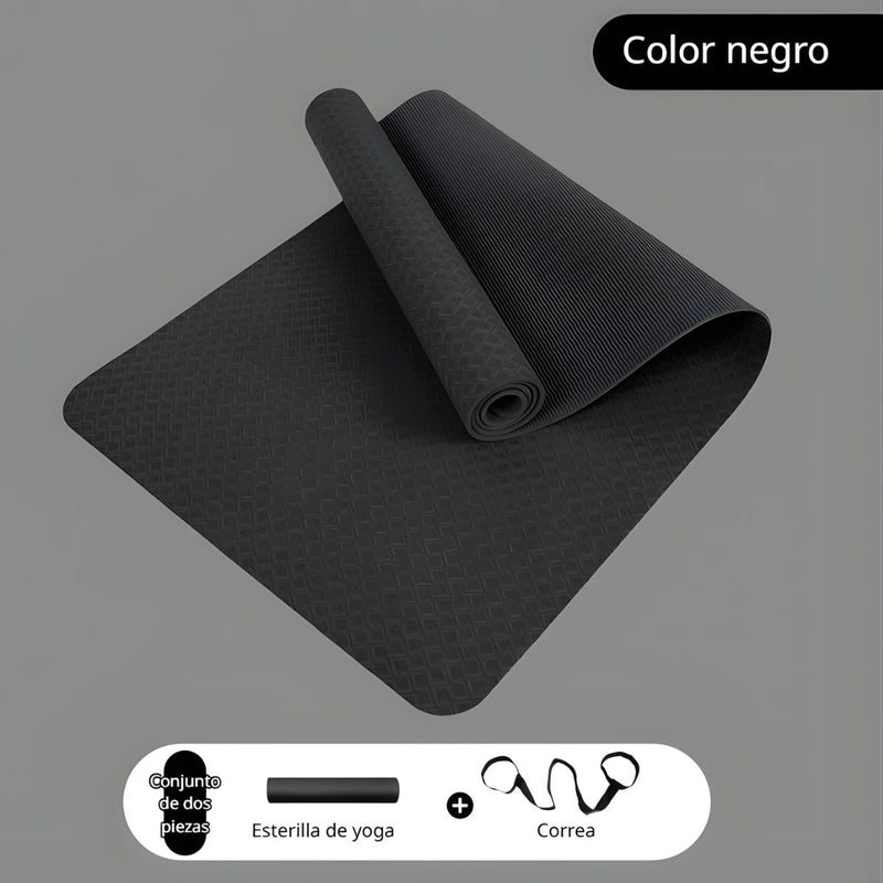 Yoga Mat Antideslizante Negra (183x68cmx8mm). Colchoneta para yoga. Ideal para Pilates, Ejercicio y Entrenamiento.