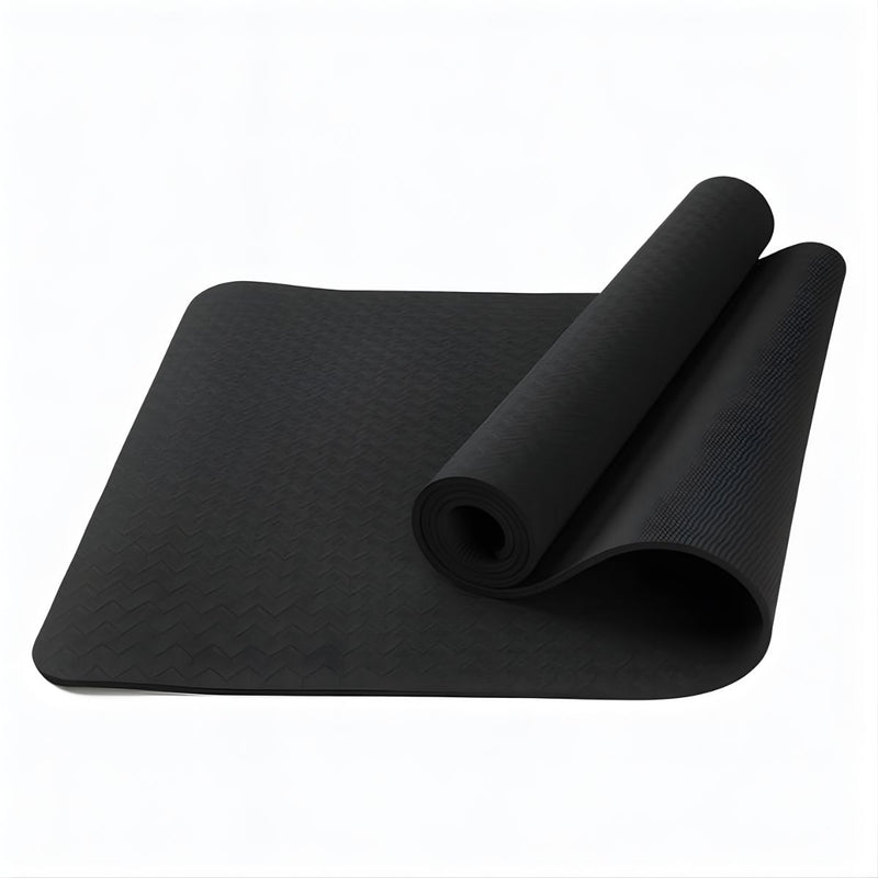 Yoga Mat Antideslizante Negra (183x68cmx8mm). Colchoneta para yoga. Ideal para Pilates, Ejercicio y Entrenamiento.