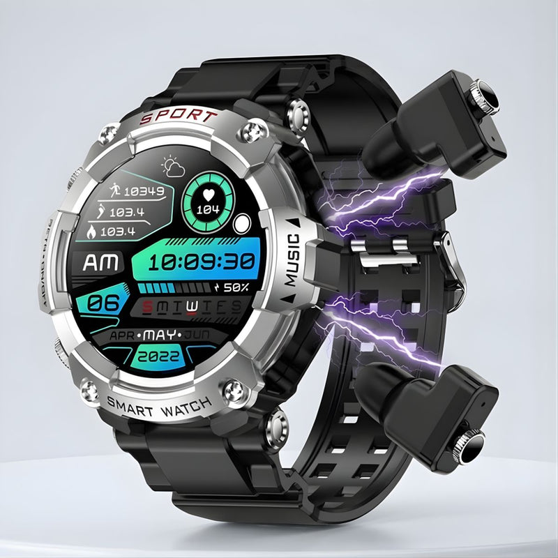 Smartwatch Deportivo con Pantalla AMOLED 1.52". Reloj Inteligente IP67 con Monitoreo de Salud. Auriculares Inalámbricos Integrados.