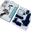 Trípode con Luz LED y Micrófono. Kit de Video Profesional con Bluetooth. Soporte Automático para Streaming y vlogs.