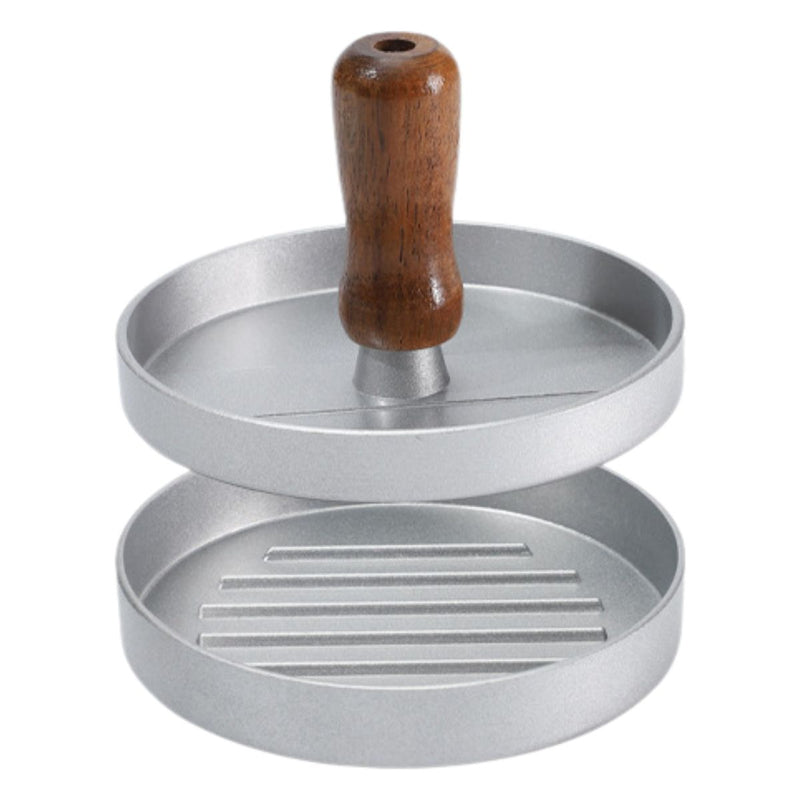 Prensa para Hamburguesas 5" (11.8 cm) con Mango de Madera. para Parrilla y Cocina. Moldeador formador de carne 195G