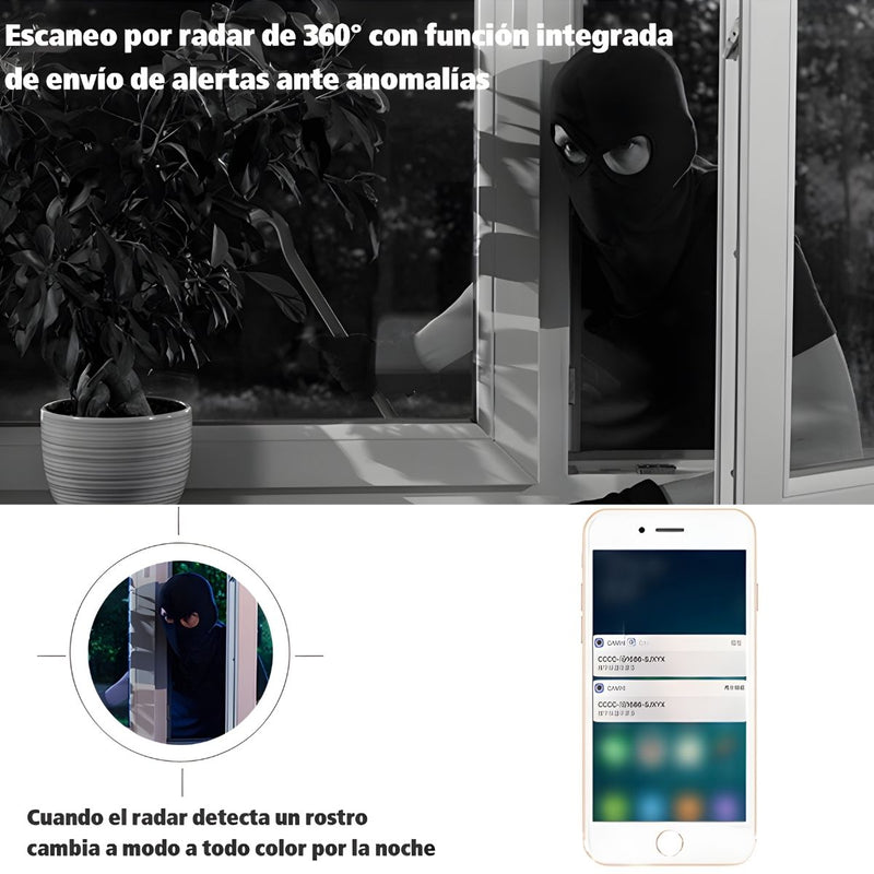 Cámara De Seguridad WiFi 360° 3MP Tipo Foco Socket E27 Con Seguimiento Inteligente Y Visión Nocturna A Color. Camara de Videovigilancia Con AP Integrado.