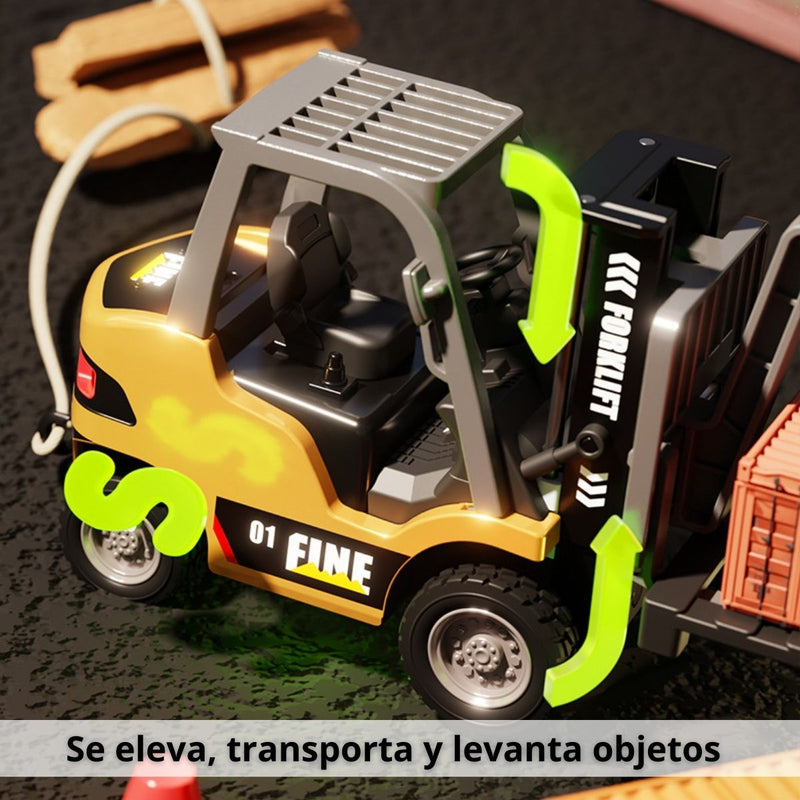 Juguete Montacargas De Aleación Y ABS A Escala 1:64 Para Niños Con Control Remoto. Carretilla Elevadora De Juguete Con Medidas (4x7x12 cm). Carga Tipo C