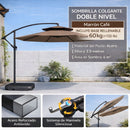 Sombrilla De Patio 2.7 Mts Lona Impermeable Anti-UV Con Base Pesada De Agua. Paraguas Lateral Para Jardín y Exteriores. Color chocolate.