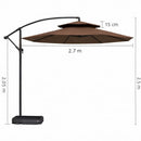 Sombrilla De Patio 2.7 Mts Lona Impermeable Anti-UV Con Base Pesada De Agua. Paraguas Lateral Para Jardín y Exteriores. Color chocolate.