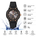 Naviforce Reloj Analógico negro con detalles dorados con Correa de Silicona, Diámetro de 36 mm, Cristal Acrílico HD y Resistencia al Agua 5 ATM