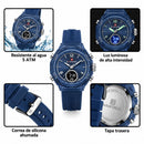 Naviforce Reloj Analógico y Digital Azul Oscuro con Pantalla LCD, Correa de Silicona, Diámetro de 35 mm y Resistencia al Agua 5 ATM.