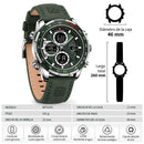 Naviforce Reloj Analógico y Digital plateado con Esfera y Correa Verde de Cuero Genuino, Diámetro de 46 mm, Cristal Mineral Endurecido y Resistencia al Agua 3 ATM.