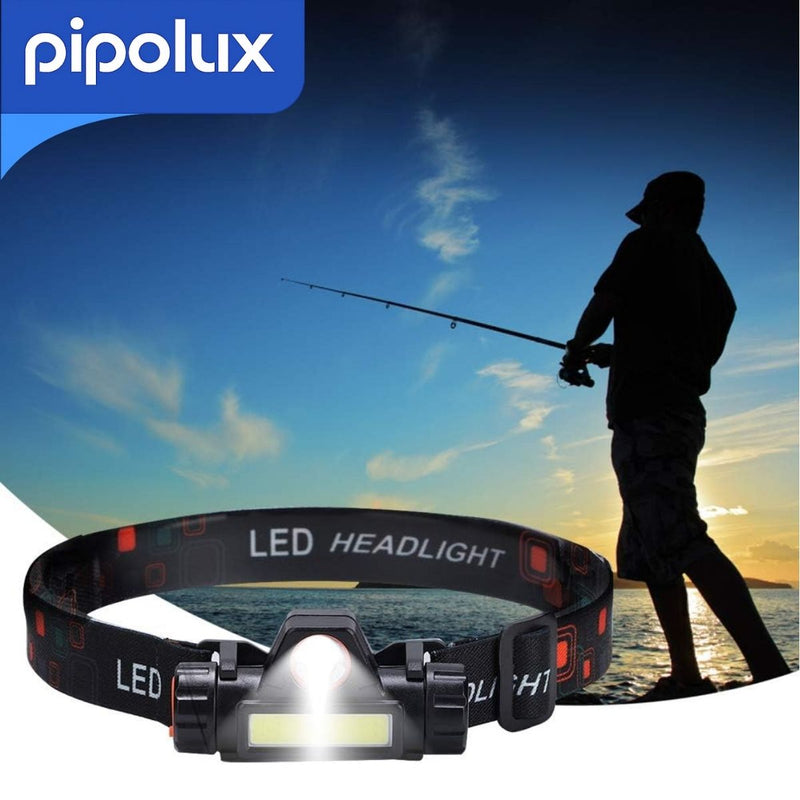 Linterna Frontal LED Recargable 800mAh con Luz Blanca y Alcance 100-200m. Linterna Para Cabeza. Incluye Banda y Cable USB (8.3x3.6x5cm)