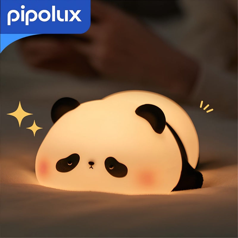 Lámpara LED Infantil Recargable de Panda RGB con Control Táctil y Batería 800mAh de Silicona de Grado Alimenticio . Luz Nocturna Multicolor USB-C (12X13.5X6.5cm)