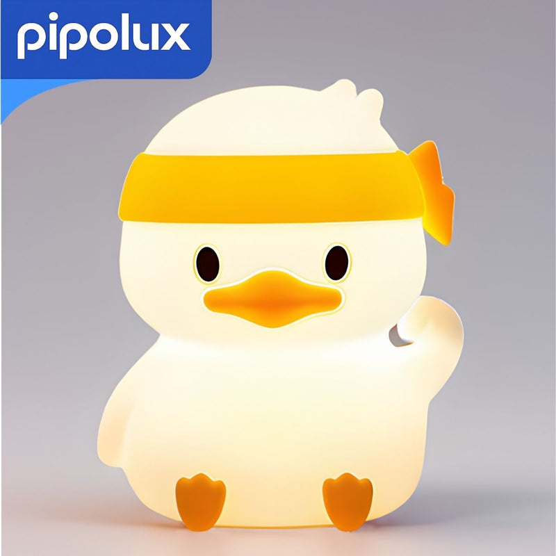 Lámpara LED Infantil Recargable de Patito RGB con Control Táctil y Batería 800mAh de Silicona de Grado Alimenticio . Luz Nocturna Multicolor USB-C (10.5X11X13cm)