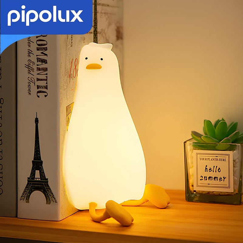 Lámpara LED Infantil Recargable de Pollito RGB con Control Táctil y Batería 800mAh de Silicona de Grado Alimenticio . Luz Nocturna Multicolor USB-C (22X10X6.5cm)