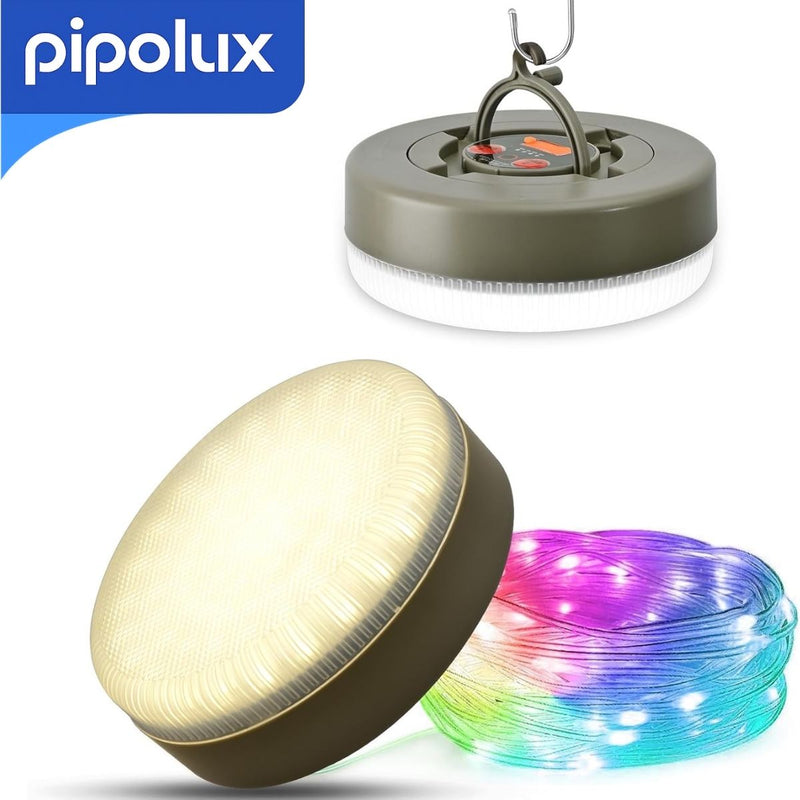 Lámpara LED Portátil de Camping con Tira de 8M, Batería 3000mAh y Alimentación 5V en ABS+PC. Luz Ambiental con 8 Modos