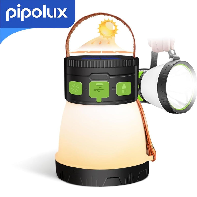 Linterna LED de Camping Recargable 10W con Batería 5400mAh y Autonomía 7-8H, Resistente al Agua IPX5. Luz Portátil para Emergencias y Apagones (115x85x135mm)