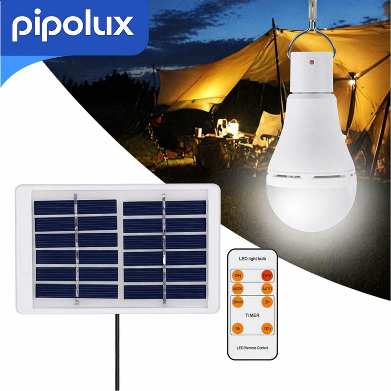 Lámpara LED Solar Portátil para Camping con Panel Policristalino 6V, Luz Fría 6000K-6500K y Batería 1200mAh de ABS+PC. Linterna Recargable Exterior (125x60mm)