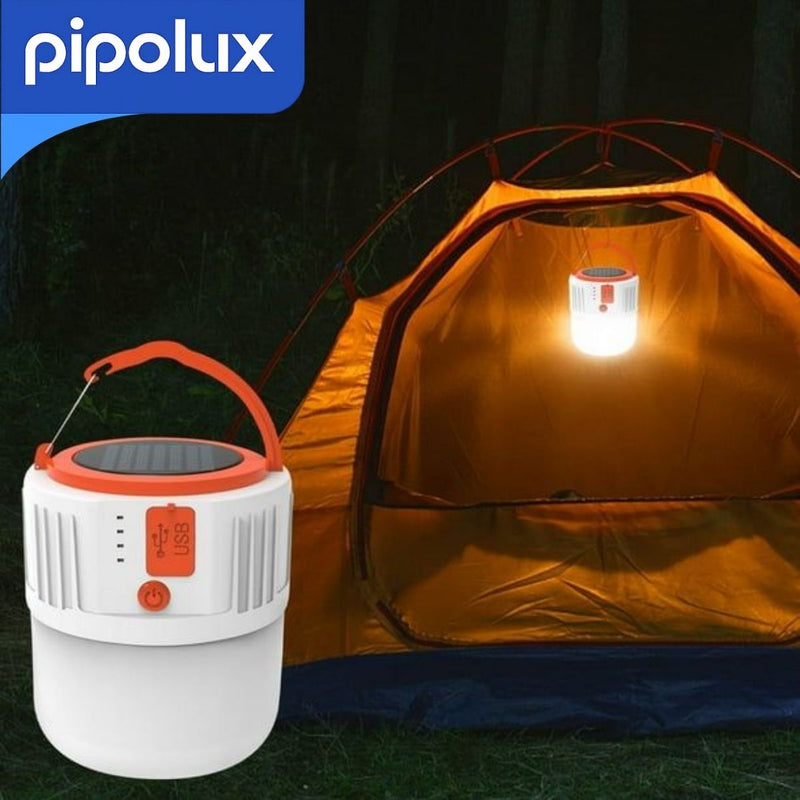 Lámpara Solar de Emergencia LED 5W con Batería 3000mAh. Luz con Carga Solar y USB Tipo C (Incluye Cable). 11.5x9cm