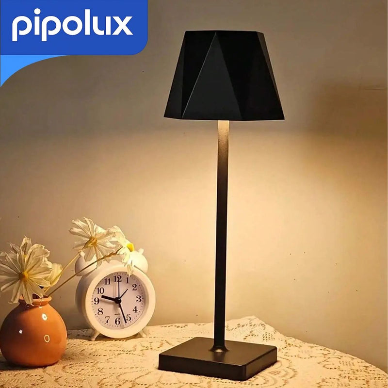 Lámpara de Escritorio LED Recargable con Encendido Táctil, 2W y Batería 1200mAh. Luz Regulable Ideal Interior (7.7x11x37cm) Color negro