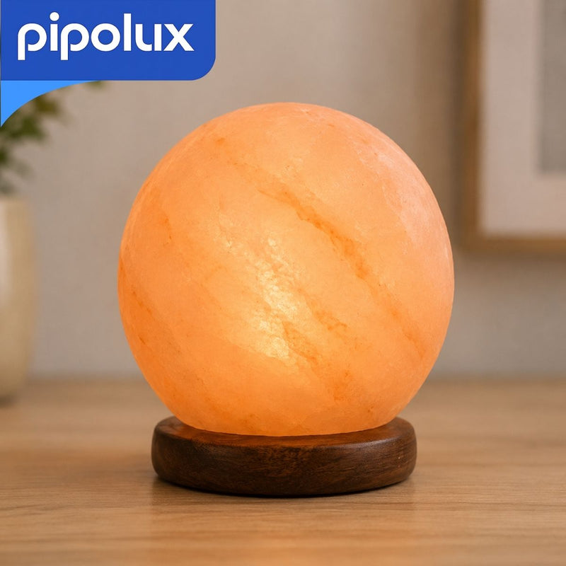 Lámpara de Sal del Himalaya Natural con Cable USB 1.5m. Lámpara de Sal LED de 5V y 0.06W. Piedra Mineral Decorativa para Mesa de Noche y Escritorio 3.3" (8.5x9cm)