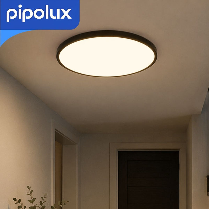Lámpara LED de Techo Circular Regulable 3000K-6000K de Hierro y Aluminio. Plafón Moderno Interior con Control Remoto (590x50mm) Color Negro