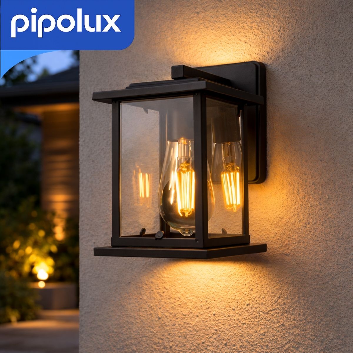Farol de Pared Exterior Estilo Vintage de Hierro y Vidrio 200x175x270mm. Lámpara para Jardín y Fachada (No Incluye Foco E27)