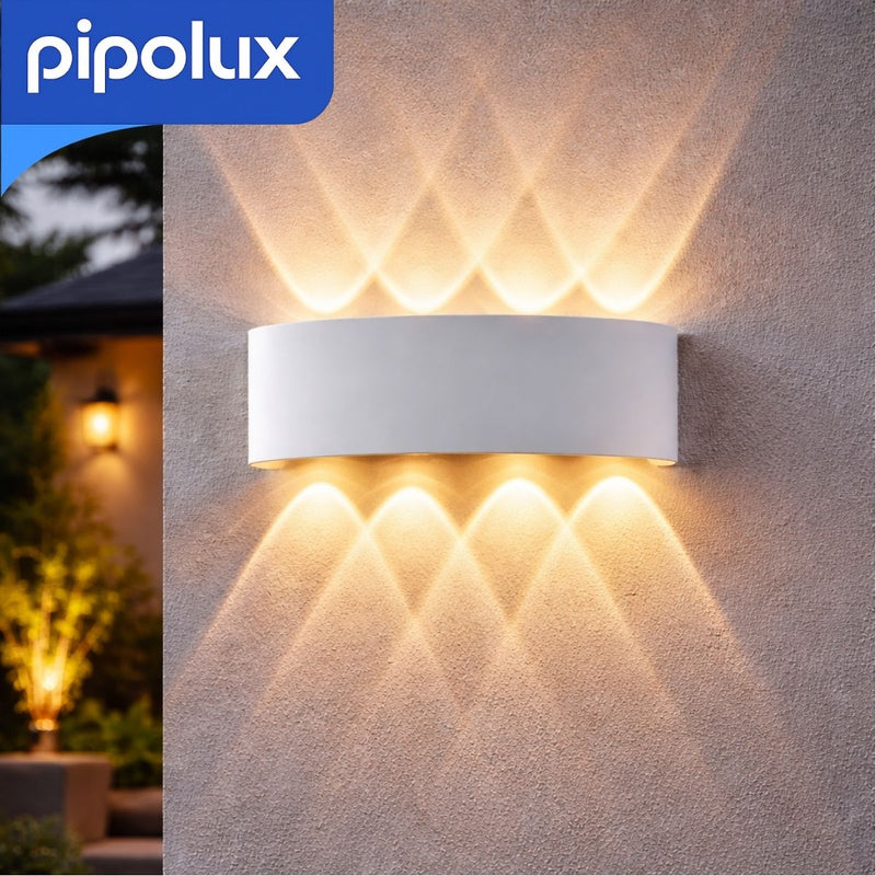 Lámpara LED de Pared IP54 de 6W Y Luz Cálida. Aplique de Aluminio con Luz Bidireccional para Exterior e Interior 8.7" (220x80x50mm) Color Blanco