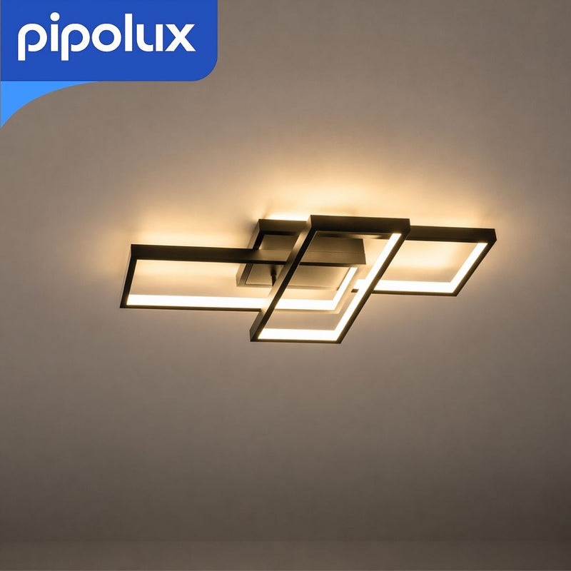 Lámpara de Techo LED Rectangular Regulable 3000K-6000K Dimeable 2.4G de Hierro+Aluminio+PS. Iluminación Interior 85-265V (560x370x80 mm) Color Negro