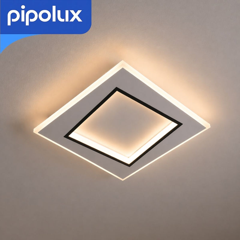 Lámpara LED de Techo Moderna Cuadrada Regulable 3000K-6000K 70W de Hierro, Aluminio y PS+PC. Candil Decorativo Interior con Control Remoto (400x400x35mm)