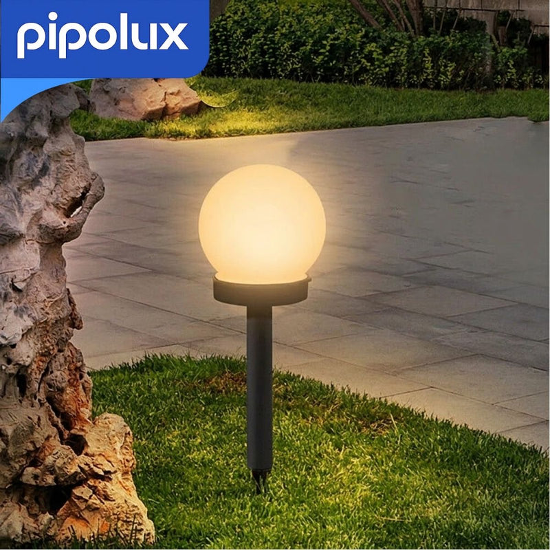 Lámpara Solar LED Tipo Globo de Estaca 0.5W 1.2V con Luz Cálida y Batería 600mAh. Lámpara Exterior Carga 6H de ABS (34x9cm)