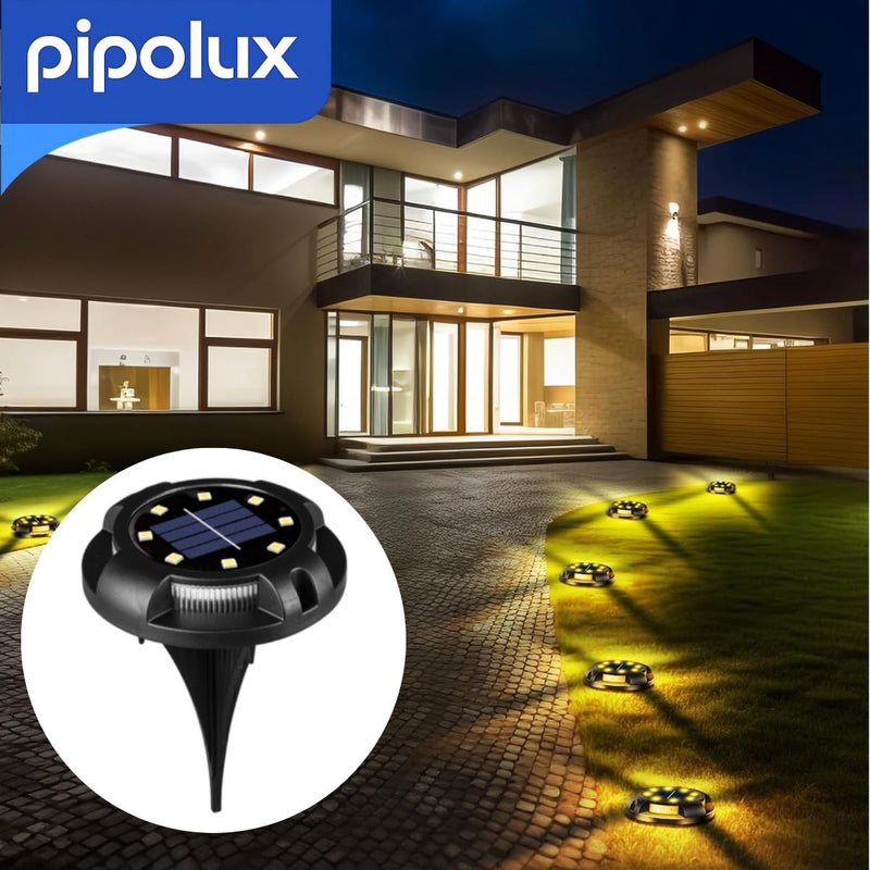 Lámpara Solar LED Empotrable Exterior 0.5W 1.2V. Luz Cálida de Piso con Batería 600mAh para Jardín, Sendero y Patio