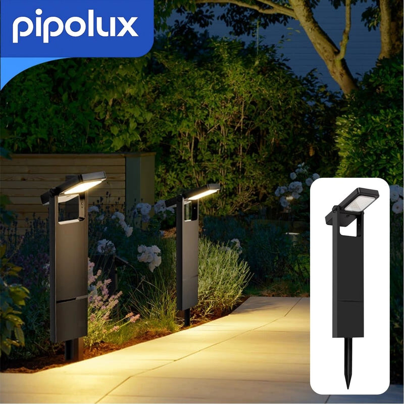Lámpara Solar LED de Estaca 1.5W 3.7V y Batería 2200mAh, IPX4. Iluminación Exterior Jardín Luz Cálida (69x10.6 m). Color Negro