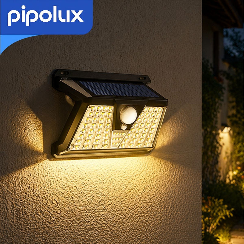 Lámpara Solar LED de Pared con Sensor y 73 LEDs, 146LM y Protección IP44 de ABS. Aplique Exterior Recargable con Batería 2400mAh (188x114x62mm)