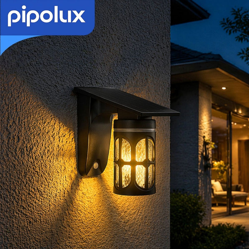 Lámpara Solar LED de Pared Tipo Farol con 3 Tonos de Luz 3CCT y 80-100 Lúmenes. Aplique Exterior Recargable con Batería 2400mAh de ABS e IP54 (20.4x17.2x11.5cm)