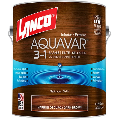 Barniz 3 en 1 aquavar marron oscuro / dark brown 1 Galon