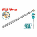 Broca SDS PLUS. Punta TCT en cruz 8X210mm para taladro rotomartillo. Acero cromado.