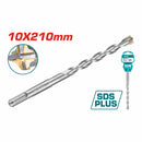 Broca SDS PLUS. Punta TCT en cruz 10X210mm para taladro rotomartillo. Acero cromado.