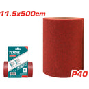 Papel de Lija Grano 40. 11.5 x 500cm. Lijado metal, madera,pared, pintura, plástico.