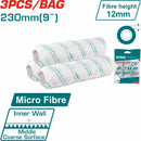 Rodillos para pintar 9" Paredes internas. Altura de la fibra 12mm. Microfibra. Cubiertas para rodillos. Set de 3 piezas.