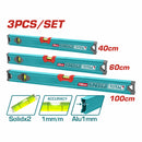 Niveles de Burbuja 40cm 60cm 100cm Espesor de aluminio 1mm. Set de 3 piezas.