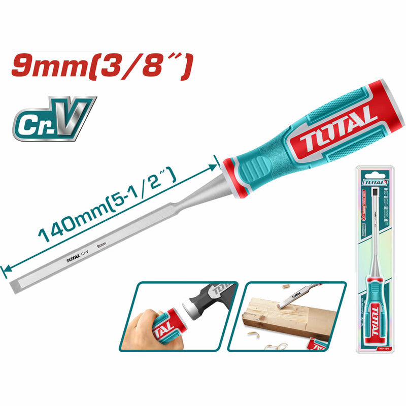 Cincel para Madera Cr-V Ancho 9mm. Longitud 140 mm