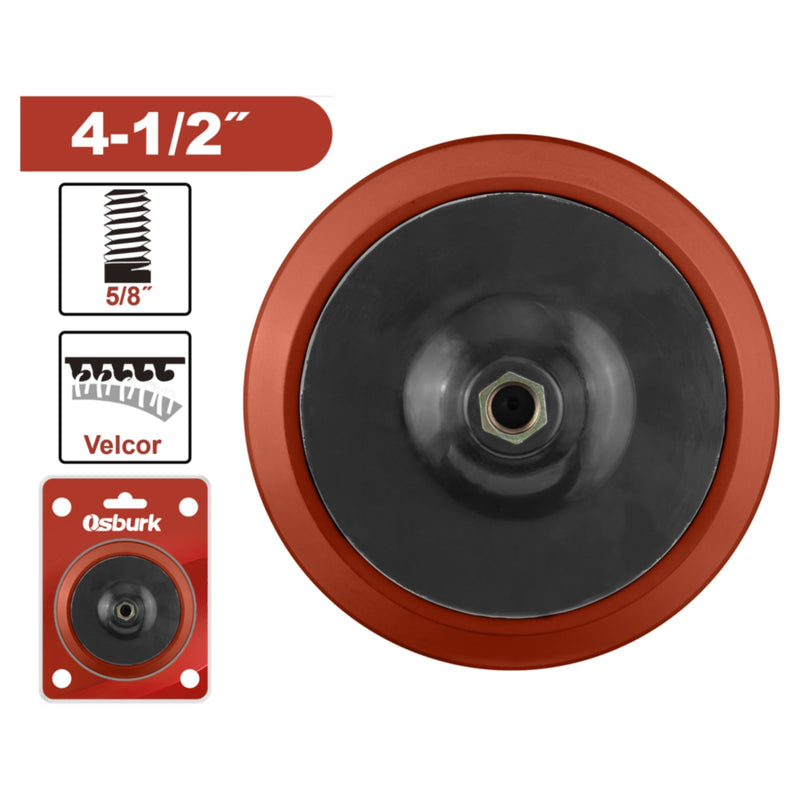Disco de Goma con Velcro para Pulidora 4-1/2" Rosca 5/8"-11 UNC