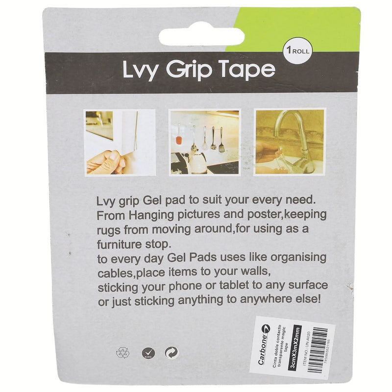 Cinta Adhesiva Doble Contacto, Nano-Adhesiva, Lavable y Reutilizable. Tamaño 3cm x 3m Tape Doble Contacto