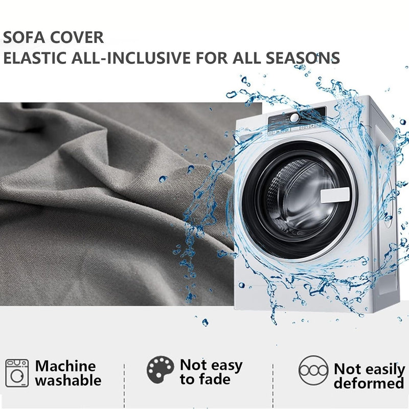 Funda de Sofá Elástica 1+2+3 Gris  Set Completo para Muebles en Poliéster Lavable. Forro protector de Sofá