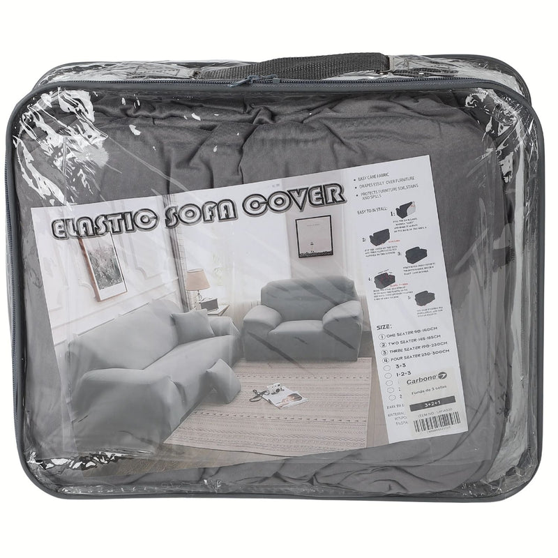 Funda de Sofá Elástica 1+2+3 Gris  Set Completo para Muebles en Poliéster Lavable. Forro protector de Sofá