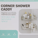 Repisa esquinera ducha de esquina 25.5x26x5.5 cm blanco de hierro  para múltiples espacios. Organizador esquinero para baño.