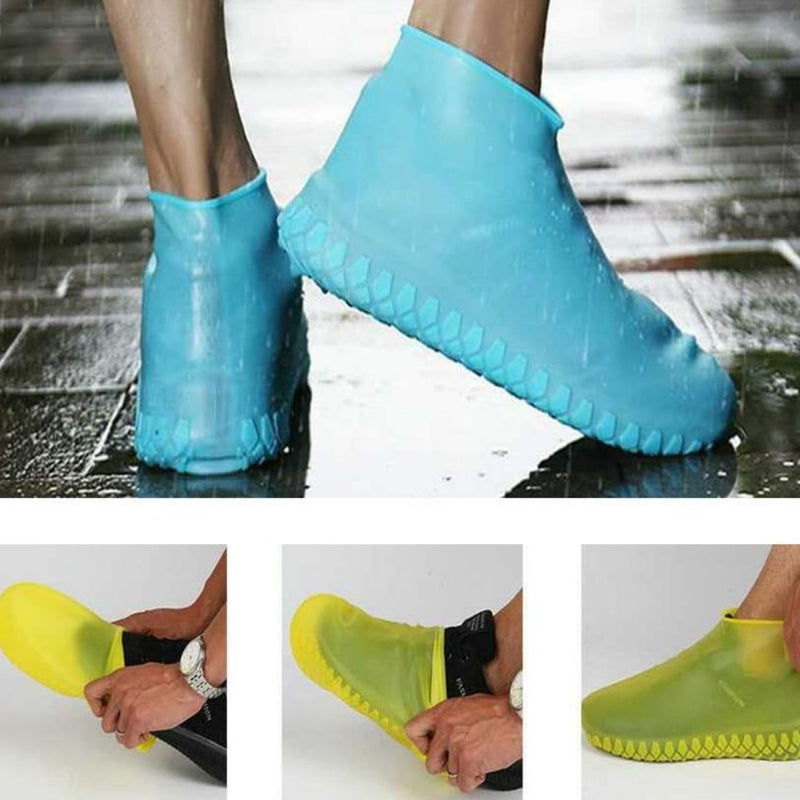 Cubre calzados de Látex Impermeable estilo Zapatilla Color Verde Talla M reutilizables para lluvia zapatos. Se vende en par.