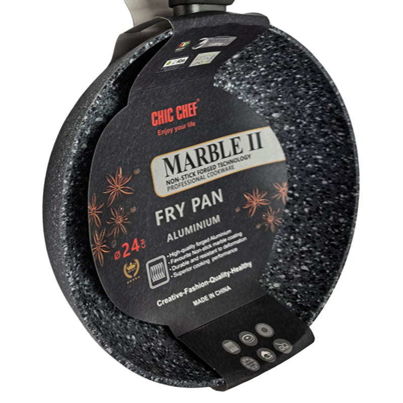 Sartén antiadherente 24cm 10" aluminio forjado con recubrimiento de MARMOL II cocina saludable. Libre de Teflón. Amigable con el ambiente.