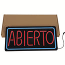 Letrero LED NEON ABIERTO, 50x25cm, Marco Azul y Texto Rojo, 110V con Cadena para Colgar. Moderno y Llamativo.  Rotulo Neón Abierto