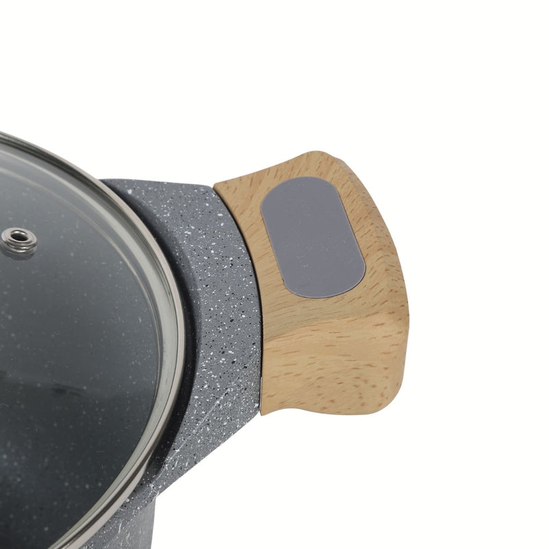 Ollas Antiadherentes 9 Piezas con Revestimiento de Granito, Aluminio Forjado, Color Gris.  Eco-Friendly. Set de 9 piezas. Batería de Cocina. Libre de teflon