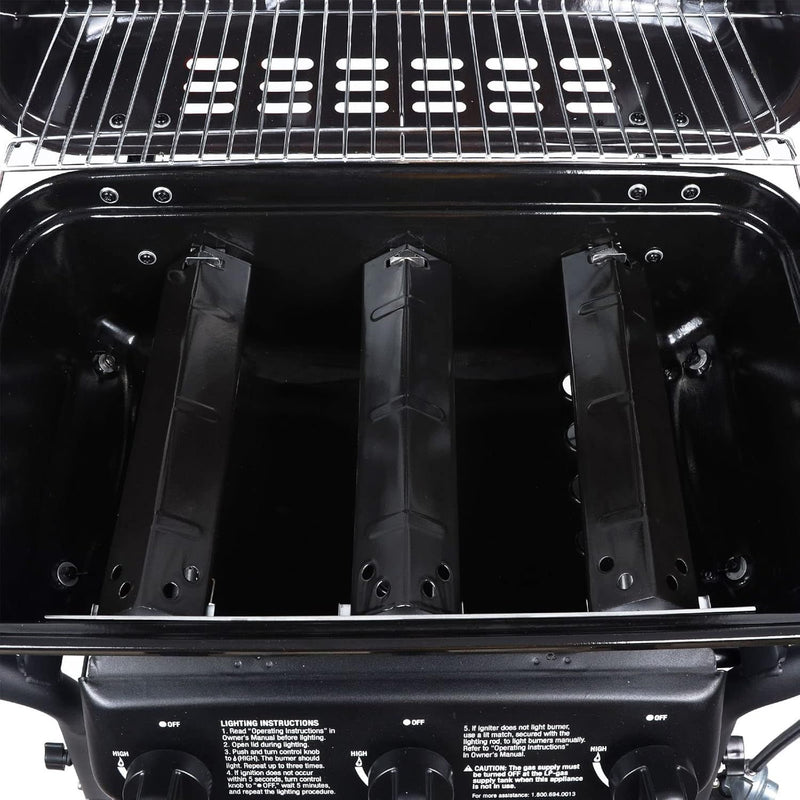 Parrillera BBQ a Gas con 3 Quemadores y Estantes Laterales. Encendido Rápido Acero inoxidable. Medidas: 71x46x43cm