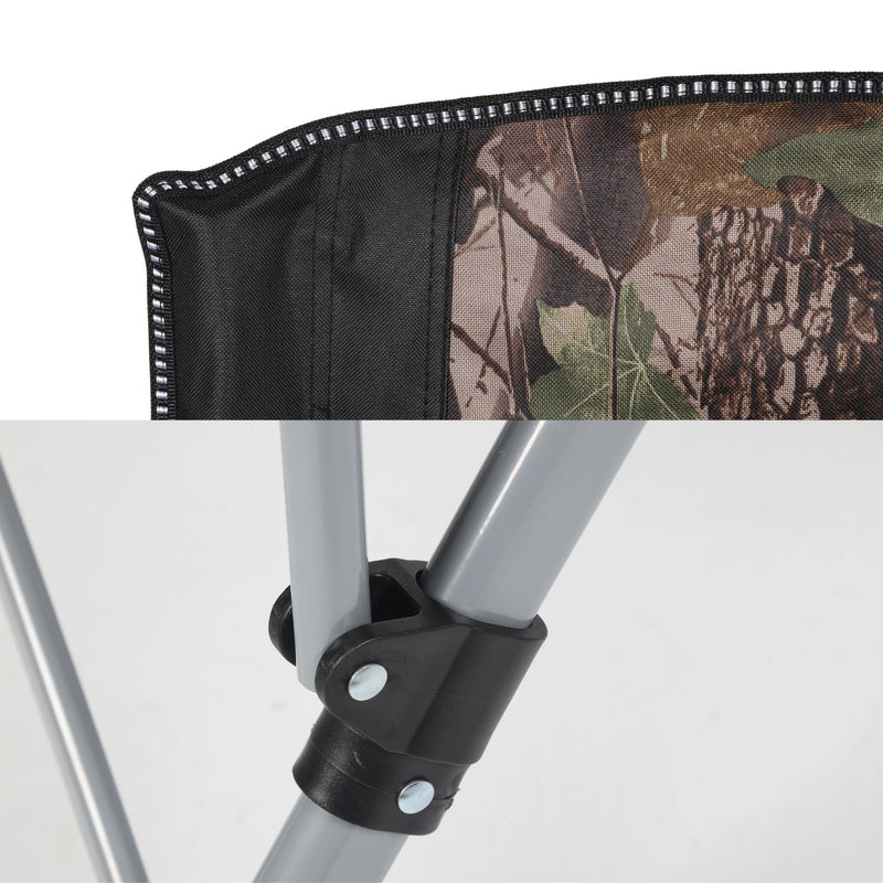 Silla Plegable Reforzada Camuflaje con Portaobjetos y Respaldo Acolchado Tela Oxford Ergonómica 60x55x92cm